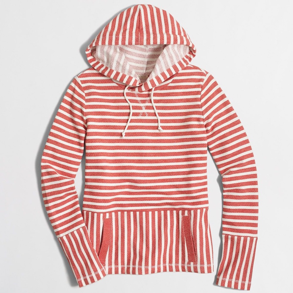 J. Crew Red & White Striped Hoodie